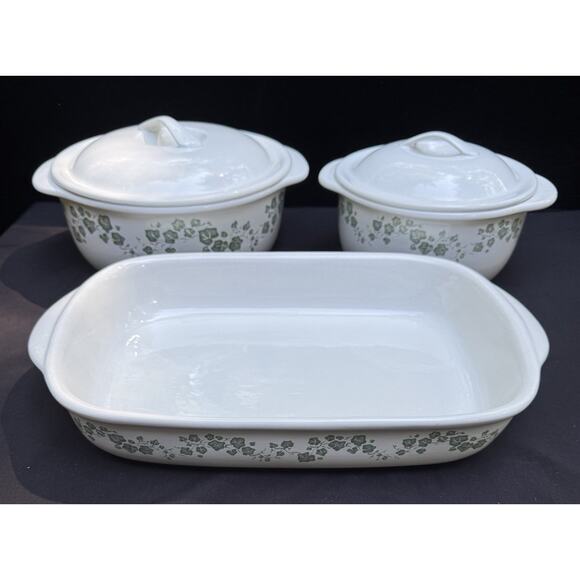 Callaway Ivy Corelle Coordinates Casserole Oven Stoneware Set Of 3 - Picture 1 of 12